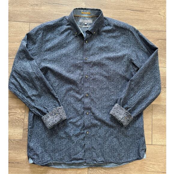Ted Baker London Shiprek Modern Fit‎ Blue Floral Button Down Shirt Size 16.5 - Picture 1 of 5